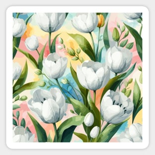 White Tulip Flowers Sticker